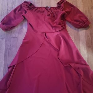 red dress with sleeves